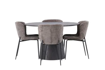 Lanzo Matgrupp 120 cm Rund med 4 Modesto stolar - Svart - Products - Möbler - Bord & matgrupp - Matgrupp