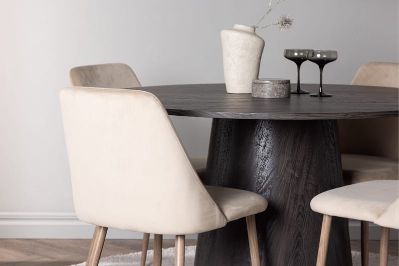 Lanzo Matgrupp 120 cm Rund med 4 Night Stolar - Svart - Products - Möbler - Bord & matgrupp - Matgrupp