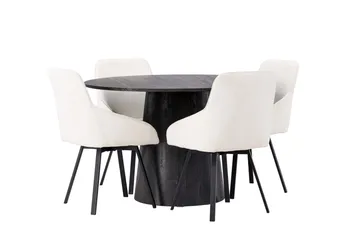 Lanzo Matgrupp 120 cm Rund med 4 Rosie stolar - Beige - Products - Möbler - Bord & matgrupp - Matgrupp