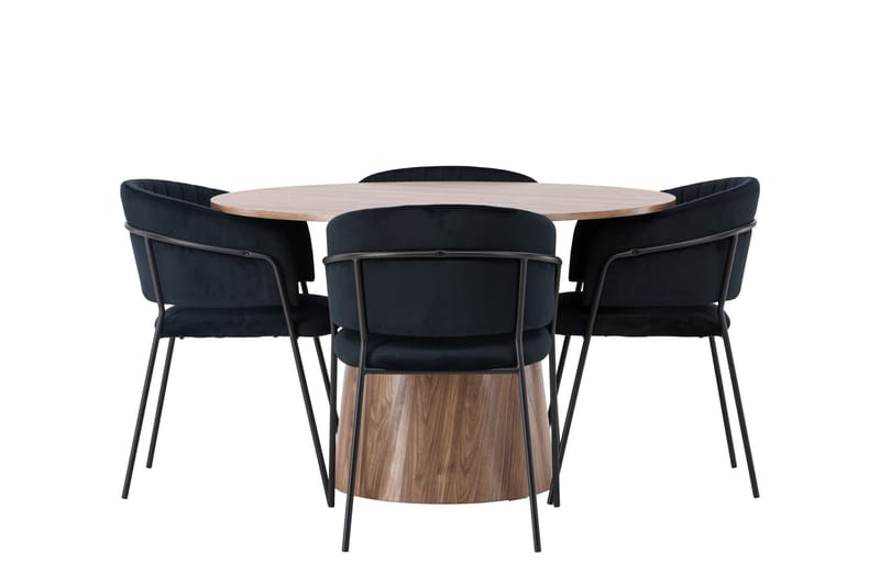 Lanzo Matgrupp 120 cm Rund med 4 Selma Stolar - Natur - Products - Möbler - Bord & matgrupp - Matgrupp