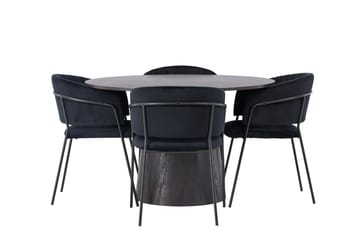 Lanzo Matgrupp 120 cm Rund med 4 Selma Stolar - Svart - Products - Möbler - Bord & matgrupp - Matgrupp