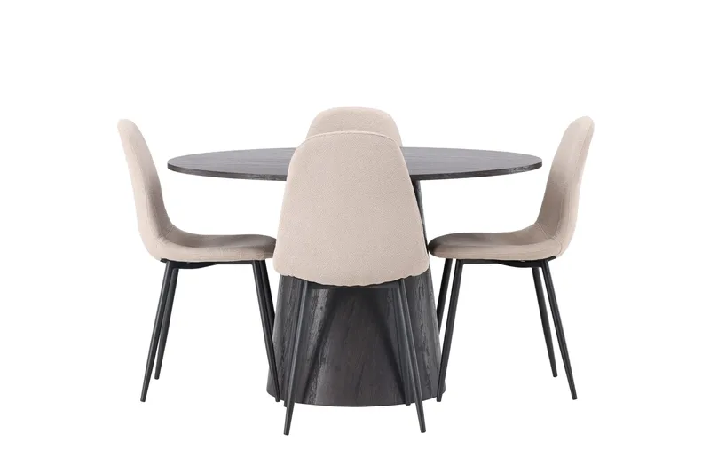 Lanzo Matgrupp 120 cm Rund med 4 Polar stolar, Beige