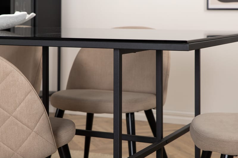 Leif Matgrupp 200 cm Rektangulär med 6 Velvet stolar - Beige - Products - Möbler - Bord & matgrupp - Matgrupp