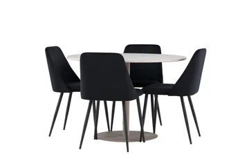 Lycke Matgrupp 110 cm Rund med 4 Night stolar - Beige/Svart - Products - Möbler - Bord & matgrupp - Matgrupp