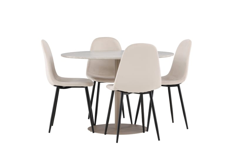 Lycke Matgrupp 110 cm Rund med 4 Polar stolar - Beige/Beige - Products - Möbler - Bord & matgrupp - Matgrupp