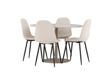 Lycke Matgrupp 110 cm Rund med 4 Polar stolar - Beige/Beige - Products - Möbler - Bord & matgrupp - Matgrupp