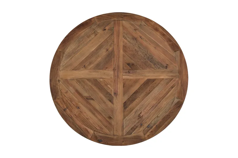 Lyon Matgrupp 150 cm Rund Mörkt trä med 6 Tuva Stolar - Vintage Alm / Brun Pu - Products - Möbler - Bord & matgrupp - Matgrupp