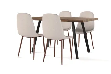 Marcelen Matbord Förlängningsbart med illäggsskiva +  4 st Nibe stol beige med valnöt ben - Brun/Beige - Products - Möbler - Bord & matgrupp - Matgrupp