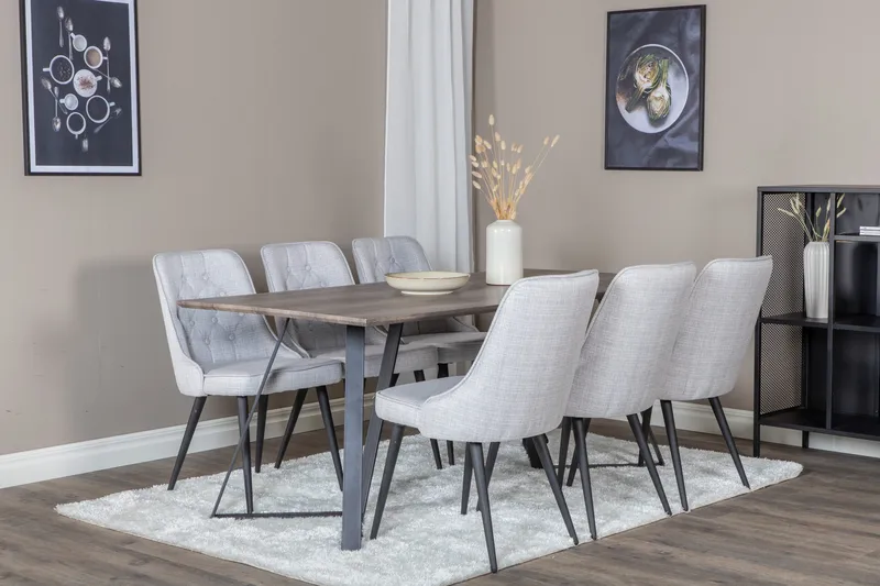 Marina Matgrupp 180 cm Rektangulär med 6 Velvet Deluxe stolar - Svart - Products - Möbler - Bord & matgrupp - Matgrupp