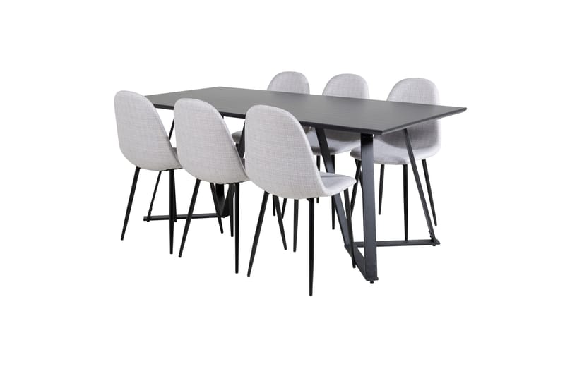 Marina Matgrupp 180 cm Rektangulär med 6 Polar stolar - Svart - Products - Möbler - Bord & matgrupp - Matgrupp