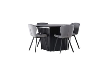 Matilda Matgrupp 130 cm Rund med 4 Lilja Stolar - Svart - Products - Möbler - Bord & matgrupp - Matgrupp