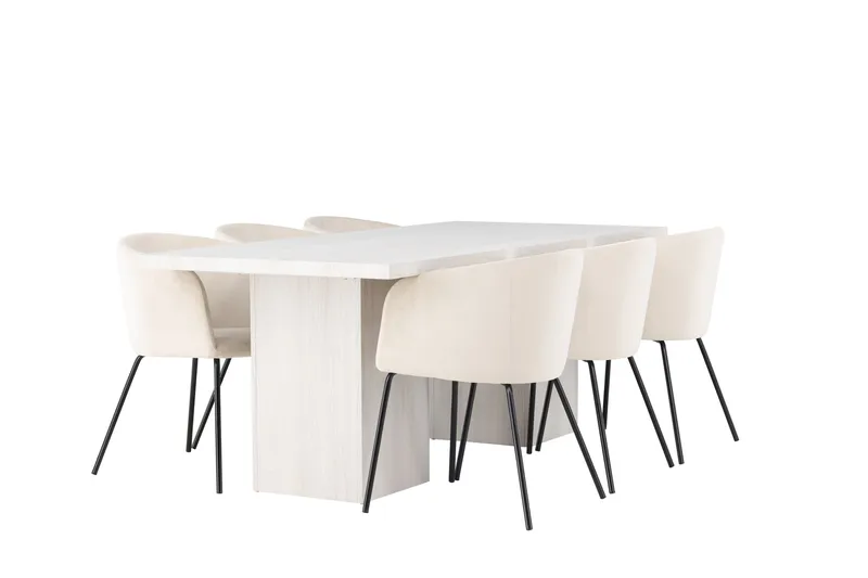 Olga Matgrupp 200 cm Rektangulär med 6 Berit Stolar - Beige - Products - Möbler - Bord & matgrupp - Matgrupp