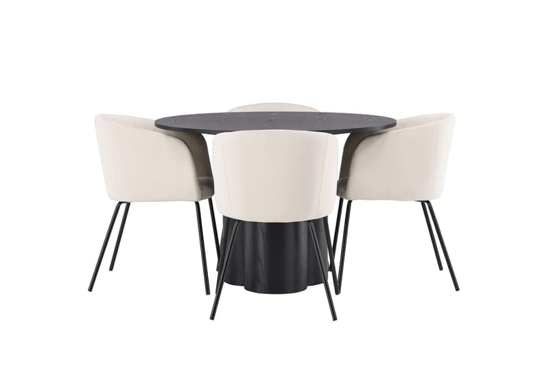Olivia Matgrupp 110 cm Rund med 4 Berit Stolar, Beige