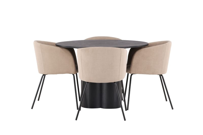 Olivia Matgrupp 110 cm Rund med 4 Berit Stolar - Beige - Products - Möbler - Bord & matgrupp - Matgrupp
