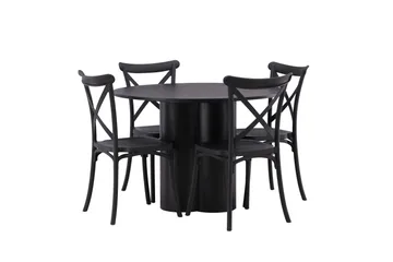 Olivia Matgrupp 110 cm Rund med 4 Crosett Stolar - Svart - Products - Möbler - Bord & matgrupp - Matgrupp