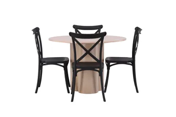 Olivia Matgrupp 110 cm Rund med 4 Crosett stolar - Whitewash - Products - Möbler - Bord & matgrupp - Matgrupp