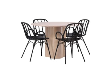 Olivia Matgrupp 110 cm Rund med 4 Dyrön stolar - Whitewash - Products - Möbler - Bord & matgrupp - Matgrupp