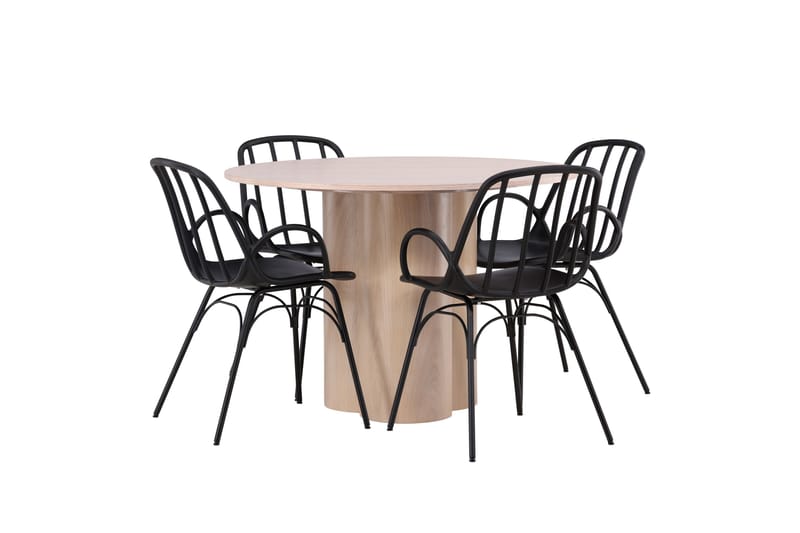 Olivia Matgrupp 110 cm Rund med 4 Dyrön stolar - Whitewash - Products - Möbler - Bord & matgrupp - Matgrupp