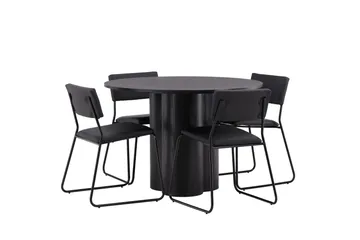 Olivia Matgrupp 110 cm Rund med 4 Kenth Stolar - Svart - Products - Möbler - Bord & matgrupp - Matgrupp