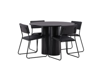 Olivia Matgrupp 110 cm Rund med 4 Kenth Stolar - Svart - Products - Möbler - Bord & matgrupp - Matgrupp