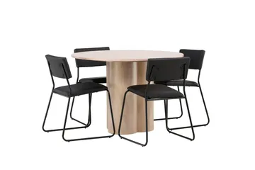 Olivia Matgrupp 110 cm Rund med 4 Kenth Stolar - Svart - Products - Möbler - Bord & matgrupp - Matgrupp