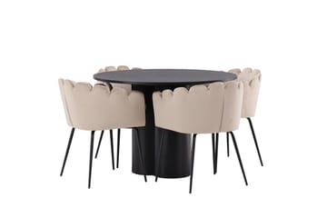 Olivia Matgrupp 110 cm Rund med 4 Limhamn Stolar - Beige - Products - Möbler - Bord & matgrupp - Matgrupp