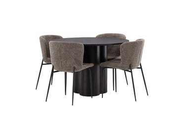 Olivia Matgrupp 110 cm Rund med 4 Modesto Stolar - Beige - Products - Möbler - Bord & matgrupp - Matgrupp