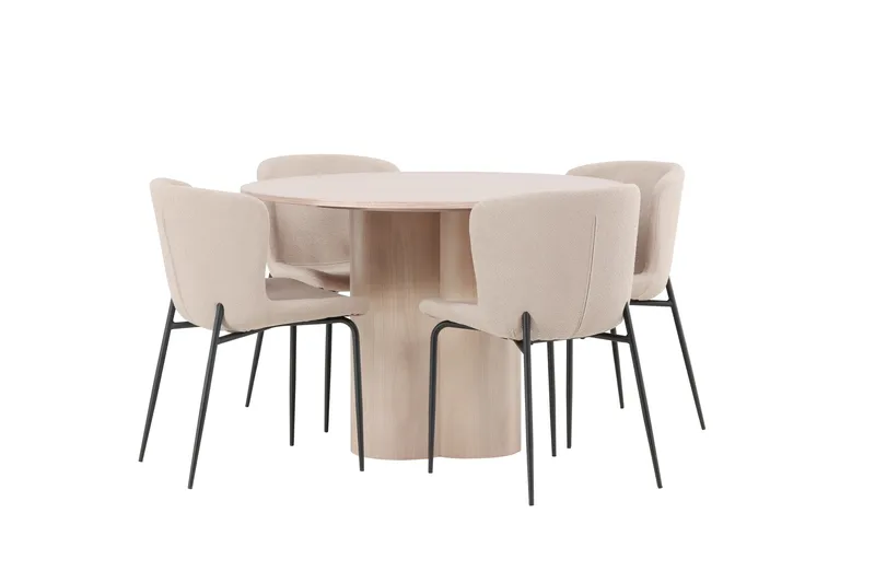 Olivia Matgrupp 110 cm Rund med 4 Modesto stolar - Whitewash - Products - Möbler - Bord & matgrupp - Matgrupp