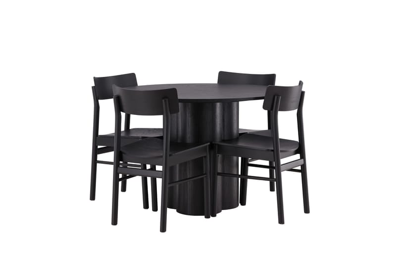 Olivia Matgrupp 110 cm Rund med 4 Montros Stolar - Svart - Products - Möbler - Bord & matgrupp - Matgrupp