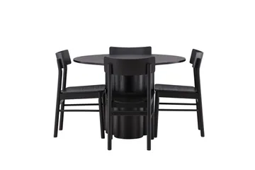 Olivia Matgrupp 110 cm Rund med 4 Montros Stolar - Svart - Products - Möbler - Bord & matgrupp - Matgrupp