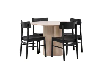 Olivia Matgrupp 110 cm Rund med 4 Montros stolar - Whitewash - Products - Möbler - Bord & matgrupp - Matgrupp