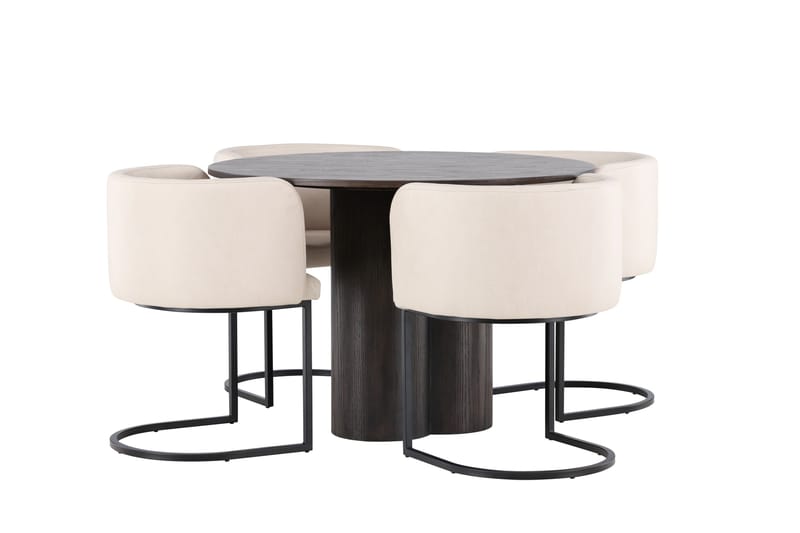 Olivia Matgrupp 110 cm Rund med 4 Simrishamn stolar - Beige - Products - Möbler - Bord & matgrupp - Matgrupp
