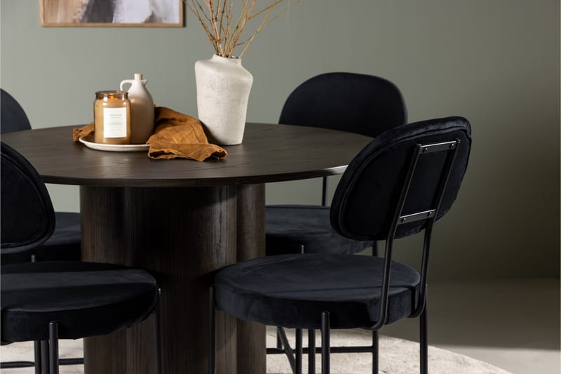 Olivia Matgrupp 110 cm Rund med 4 Stella stolar - Svart - Products - Möbler - Bord & matgrupp - Matgrupp
