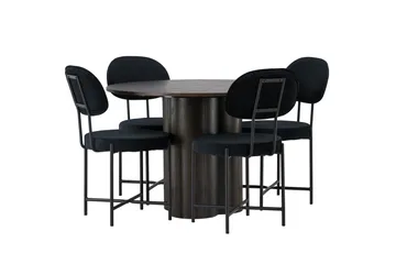 Olivia Matgrupp 110 cm Rund med 4 Stella stolar - Svart - Products - Möbler - Bord & matgrupp - Matgrupp