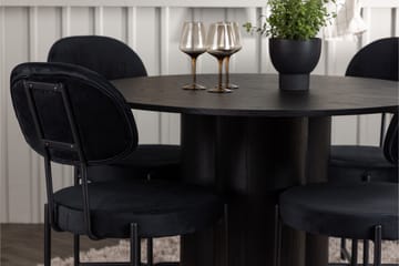 Olivia Matgrupp 110 cm Rund med 4 Stella Stolar - Svart - Products - Möbler - Bord & matgrupp - Matgrupp
