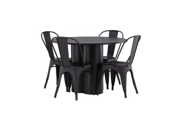 Olivia Matgrupp 110 cm Rund med 4 Tempe Stolar - Svart - Products - Möbler - Bord & matgrupp - Matgrupp