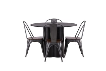 Olivia Matgrupp 110 cm Rund med 4 Tempe Stolar - Svart - Products - Möbler - Bord & matgrupp - Matgrupp