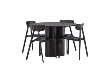Olivia Matgrupp 110 cm Rund med 4 Ursholmen Stolar - Svart - Products - Möbler - Bord & matgrupp - Matgrupp