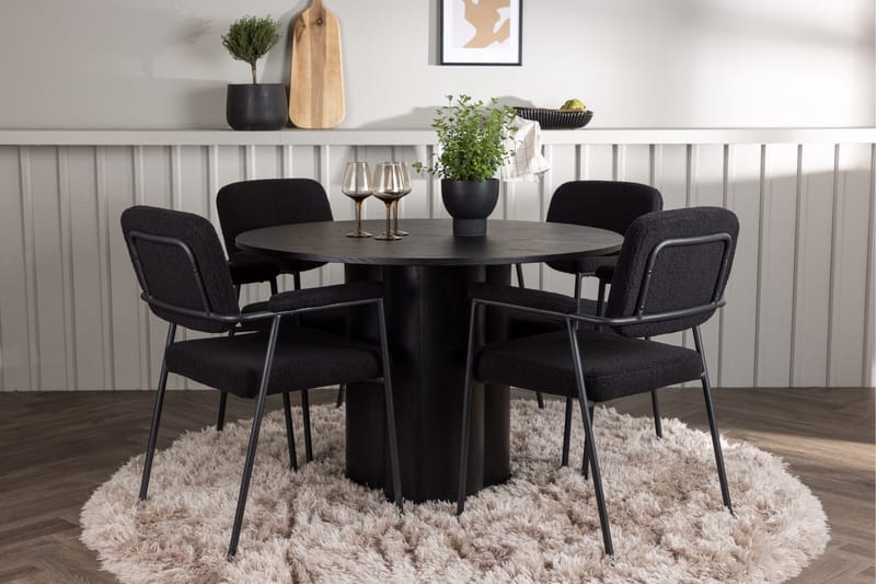 Olivia Matgrupp 110 cm Rund med 4 Yesterday Stolar - Svart - Products - Möbler - Bord & matgrupp - Matgrupp