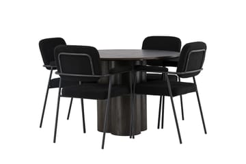 Olivia Matgrupp 110 cm Rund med 4 Yesterday stolar - Svart - Products - Möbler - Bord & matgrupp - Matgrupp