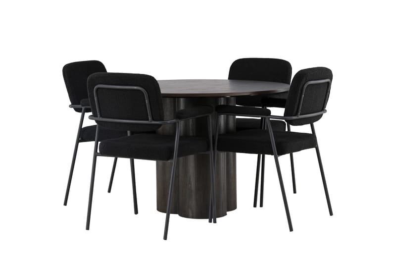 Olivia Matgrupp 110 cm Rund med 4 Yesterday stolar - Svart - Products - Möbler - Bord & matgrupp - Matgrupp