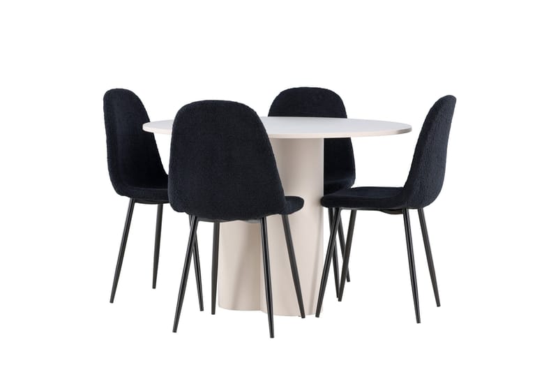 Olivia Matgrupp 110 cm Rund med 4 Polar stolar - Beige/Svart - Products - Möbler - Bord & matgrupp - Matgrupp