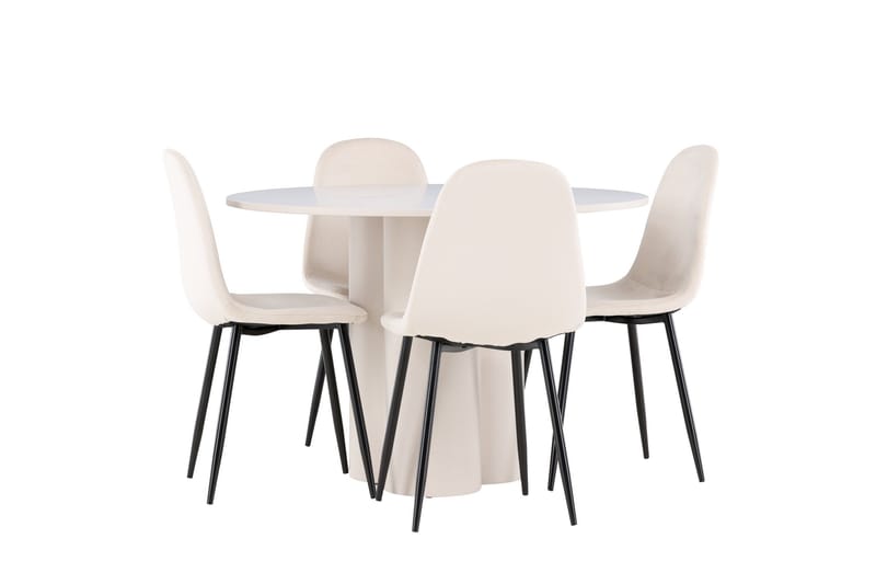 Olivia Matgrupp 110 cm Rund med 4 Polar stolar - Beige/Beige - Products - Möbler - Bord & matgrupp - Matgrupp