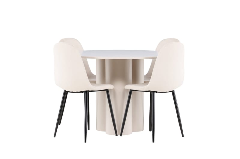 Olivia Matgrupp 110 cm Rund med 4 Polar stolar - Beige/Beige - Products - Möbler - Bord & matgrupp - Matgrupp