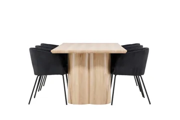 Olivia Matgrupp 210 cm Rektangulär med 6 Berit stolar - Whitewash/Svart - Products - Möbler - Bord & matgrupp - Matgrupp