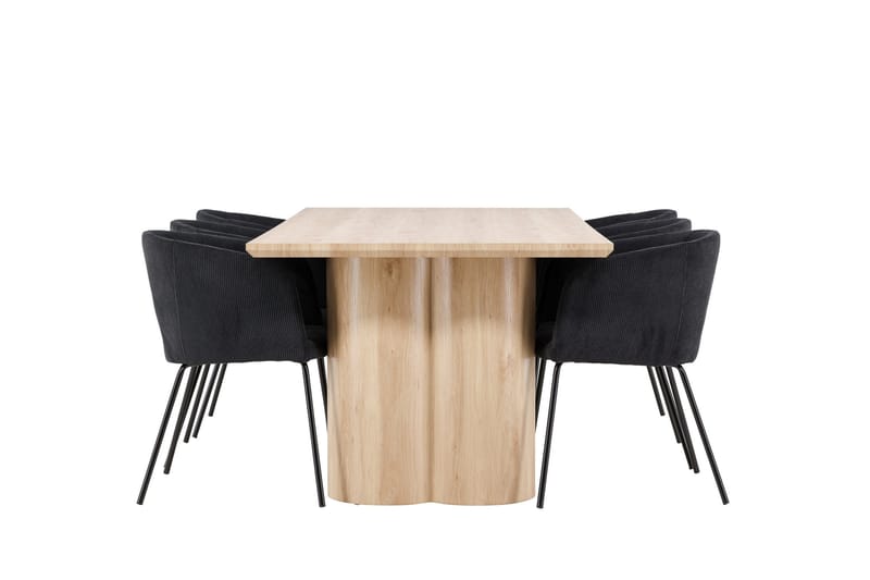 Olivia Matgrupp 210 cm Rektangulär med 6 Berit stolar - Whitewash/Svart - Products - Möbler - Bord & matgrupp - Matgrupp