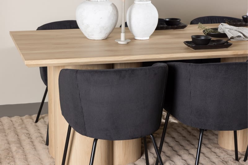 Olivia Matgrupp 210 cm Rektangulär med 6 Berit stolar - Whitewash/Svart - Products - Möbler - Bord & matgrupp - Matgrupp