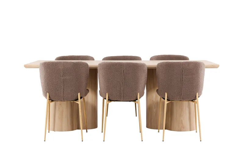 Olivia Matgrupp 210 cm Rektangulär med 6 Modesto stolar - Whitewash/Brun - Products - Möbler - Bord & matgrupp - Matgrupp