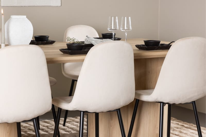 Olivia Matgrupp 210 cm Rektangulär med 6 Polar stolar - Whitewash/Beige - Products - Möbler - Bord & matgrupp - Matgrupp