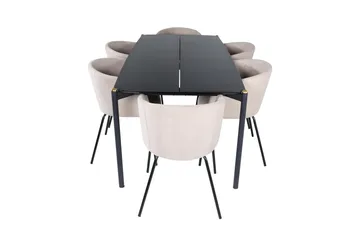 Pelle Matgrupp 190 cm Rektangulär med 6 Berit stolar - Beige - Products - Möbler - Bord & matgrupp - Matgrupp